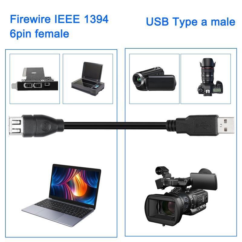 MEIRIYFA Firewire 1394 6 Pin to USB Adapter Cable, Firewire