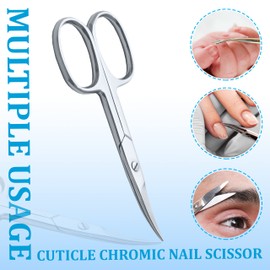 ME MAXEQUIP Cuticle Nail Scissors Curved Blade Professional Stainless Steel Beauty Scissors, for Manicure Pedicure, Eyebrows, Nose, Beard, Hair Trimming Beauty Grooming Thick Toenails Women Men