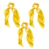 3Pcs Yellow Bow Scrunchies, Satin Ribbon Ponytail Hair Tie, Rope
