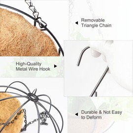 hifrom Hanging Flower Pots, Hanging Basket, Outdoor Baskets with Chain, Coconut, Large Litre Volume (2 x Coconut Bowls, 25 cm)