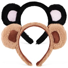 Baluue 2pcs Bear Ears Headband, Brown Mouse Ears Headband for Washing Face, Animal Headwear Animal Party Cosplay, Women Headband for Makeup