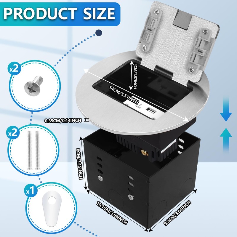 KYHSHJ Recessed Circular Floor Socket Kit with 2 * 20A