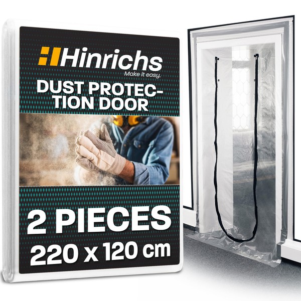 Hinrichs 2X Dust Door Cover with Zip - Transparent Dust Protection Door - 220x120cm Zipped Doorway Dust Protector - Door Dust Cover for Renovations and Clean-Ups - Zipper Door Dust Sheet