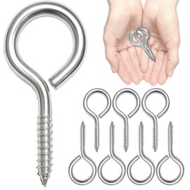 M6 304 Stainless Steel Eye Hooks Screw, 2.55 Inch Eye Bolt Eye Screws Heavy Duty Screw Eye Pins, Load Bearing 200LBS for Wood Securing Cables Wire Indoor & Outdoor Use (8pcs)