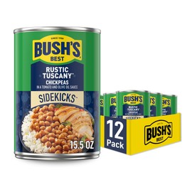BUSH'S BEST 15.5 oz Canned Rustic Tuscany Chickpeas, Source of Plant Based Protein and Fiber, Low Fat, Gluten Free, (Pack of 12)