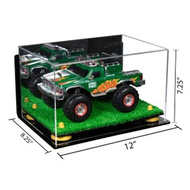 Better Display Cases Acrylic Versatile Display Case - Medium Rectangle Box with Mirror Case, Yellow Risers, Wall Mount and Turf Base 12" x 8.25" x 7.25" (A018/V40)