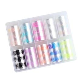 Vaguelly Holographic Flame Nail Stickers 10pcs Set Colorful Transfer Decals for Nail Art for Manicure Enthusiasts