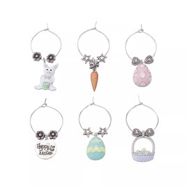 Wine Things 6-Piece Wine Glass Markers Wine Glass Charms Wine Glass Tags for Stem Glasses...