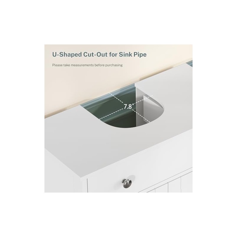 TEENFON Pedestal Sink Storage Cabinet with 2 Doors and Drawer,