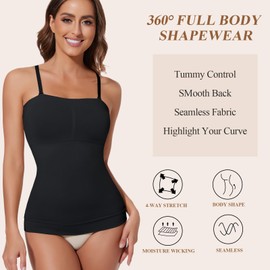 Joyshaper Women Strapless Shapewear Tummy Control Vest Slimming Tops Shaping Camisole Black,S