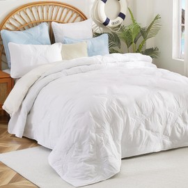EVENHUG Coastal Quilt Sets King Size Summer Soft Lightweight Beach Bedding Set with Pillow Shams Nautical Bedspread Coverlet for All Season (White 102''x92'')