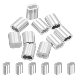 sourcing map 1/8" 3mm Aluminum Crimping Loop Sleeve Double Ferrule for Wire Rope Cable Line End, Silver 10pcs