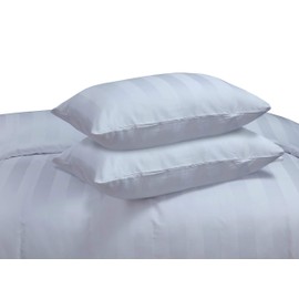 Indus Textiles 100% Egyptian Cotton Satin Stripe 300 Thread Count Luxury Hotel Quality, 2 Standard Pillow Cases ONLY - White