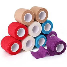LotFancy Self Adhesive Bandage Wrap, 10 Pack, 2" x 5 Yards, Breathable Sports Tape, First Aid Medical Tape for Wrist, Ankle Sprains & Swelling, Assorted Color