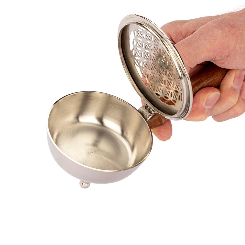 NKlaus Incense Pan Flower of Life Brass Silver Operating Mode