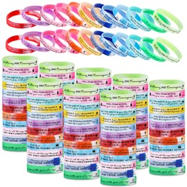 Unittype 240 Pcs Christian Silicone Bracelets Bulk Scripture Gifts Bible Verse Rubber Wristbands Religious Church Gifts for Women Men Party Favors Birthday Easter Baptism Gifts(Rainbow Color)