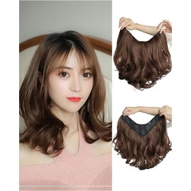 MASAHA One Touch Extension, Neckline Wig, Volume Up, Curly Hair, Curly Hair, Semi-Long, Partial Wig Hairpiece (Light Brown)