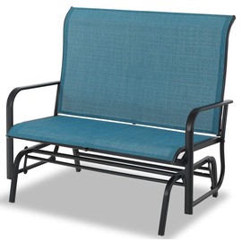 Sophia & William 2-Person Outdoor Glider Bench, Gliding Loveseat, Patio Glider Bench, All-Weather Resistant Textilene Fabric and Powder Coating Metal Frame