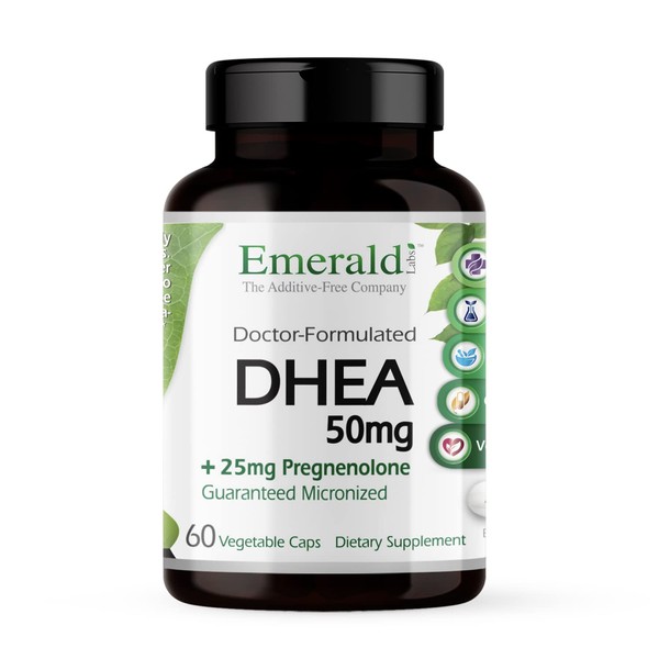Emerald Labs DHEA 50mg - Dietary Supplement with DHEA Pregnenolone and Tocotriene Complex - Cognitive Function, Metabolism, and Healthy Hormone Levels - 60 Vegetable Capsules