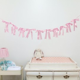 Pink Bow Garland Banner for Bows Birthday/Coquette/Bachelorette Party/Baby Shower Decorations