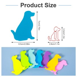 Ymapinc Dog Sticky Notes with Paper Clips, 210 Sheets Cartoon Animal Self-Stick Notes Index Tabs Cute Dog Shape Memo Pads Index Tabs for Reminders Office School and Home(7 Color)