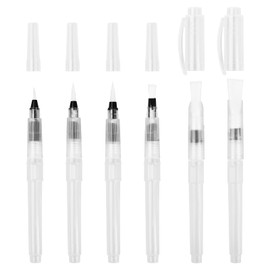 Wisebom Set of 6 Water Tank Brushes, Water Pens Set Water Brush with Water Tank for Watercolour Painting, Colour Mixing and Calligraphy, Water Brush Pens for Watercolour Painting & Watercolour Effects