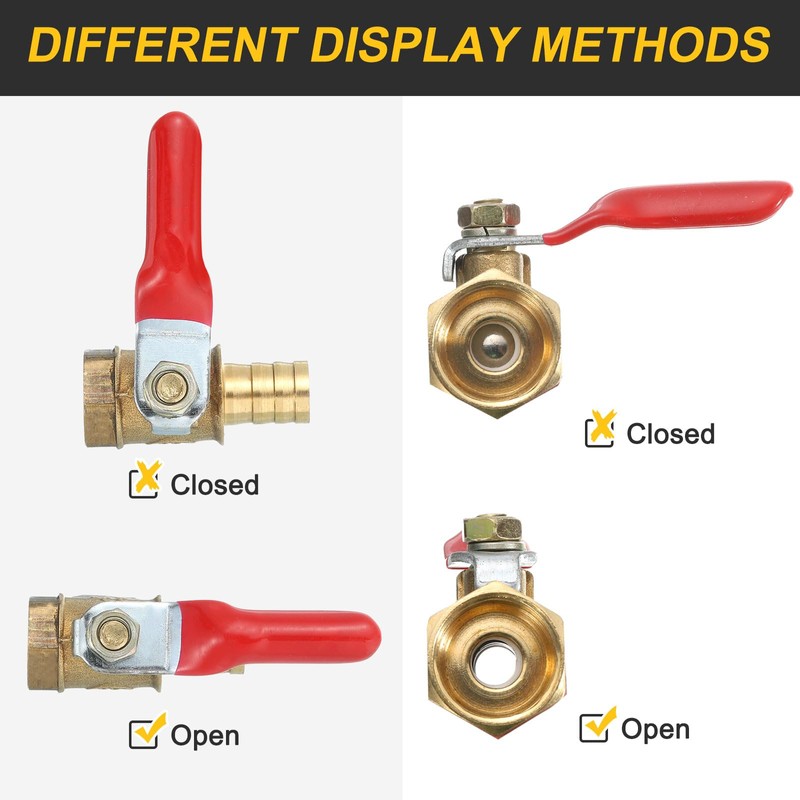 uxcell 4Pcs Brass Water Mini Ball Valve Shut Off Switch,