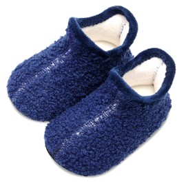 Scurtain Kids Toddler Slippers Socks Artificial Woolen Slippers for Boys Girls Baby with Non-Slip Rubber Sole 2026 Blue 10-10.5 Toddler