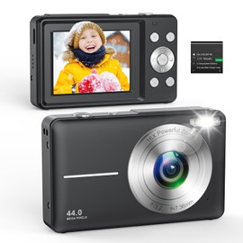 Digital Camera 1080P 44MP Photo Camera with 16X Digital Zoom Portable Compact Camera Vlogging Digital Camera for Children Teenagers Beginners Black
