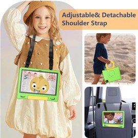 Kids Tablet with Strap, Android 14 Tablet for Kids 10 inch , Toddler Tablet Octa-Core 64GB 1TB Expandable, Children's Tablet with Case, Bluetooth WiFi Parental Control Dual Camera, 12-hr battery