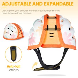 Orzbow Baby Safety Helmet, Breathable Baby Head Protector for Crawling and Walking,Adjustable Infant Crash Helmet, Anti-Collision,Ultra-Lightweight,Premium Cotton and EVA (Orange Lion)