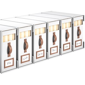 BigPonPon 6 Pack Bed Sheet Organizers And Storage(Cal King Size) With Leather Handles,Foldable Linen Closet Organizer With Clear Window,Bedding Storage Box For Blanket,Sheets,Duvet Cover-White