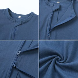 Feidoog Toddler 2 Pack Baby Zipper Rompers Cotton Short Sleeve 2 Way Zipper One Piece Jumpsuit Outfits,Dark Blue,18-24M