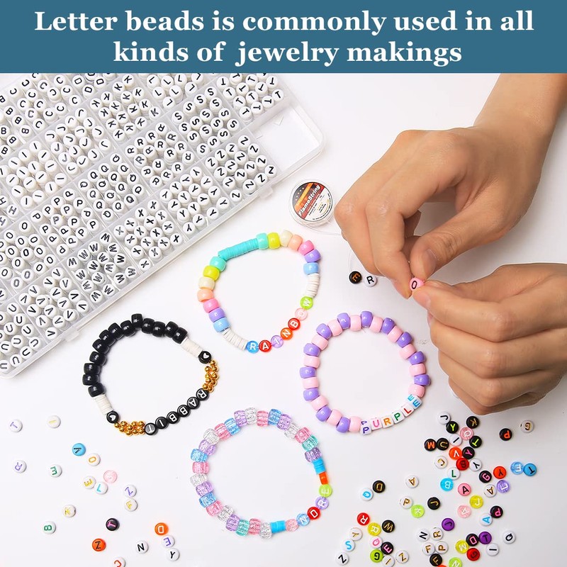 Eppingwin 1400 pcs Letter Beads, 4x7 mm Acrylic Beads, Beads