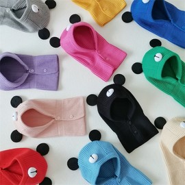 Imported Kids Balaclava Winter Hat Beanie Earflap Hat lf3311 Free Size/50-54CM Taupe Bear Integrated Hat 3ea