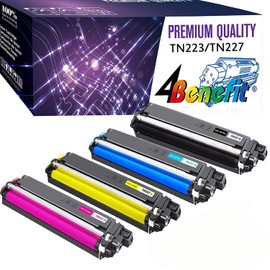 (4-Pack) 4Benefit Compatible TN227 TN-227 Toner Cartridge TN 227 Combo 4-Pack B/C/Y/M Set Replacement for Brother MFC L3750CDW HL-L3270CDW HL-L3230CDW MFC-L3710CW Laser Printer