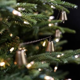 Antique Gold Finish Bell Garland, Brass Bell Chain Garland, Scandinavian Garland, Mini Bell Christmas Garland, European Farmhouse Decor