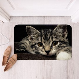 Loussiesd Katze Badezimmerteppich Haustier Katzen rutschfest Badteppiche Niedlich Kitten Drucken Saugfähige Badematte 50x80cm für Badezimmerwanne Ultra weich Maschine Waschbar 3D Tiermotiv