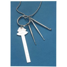 TATSY RING & NECKLACE PENDANT - Mini Ruler & Hooks, Three Size Hooks 00-4-9, 48" Chain