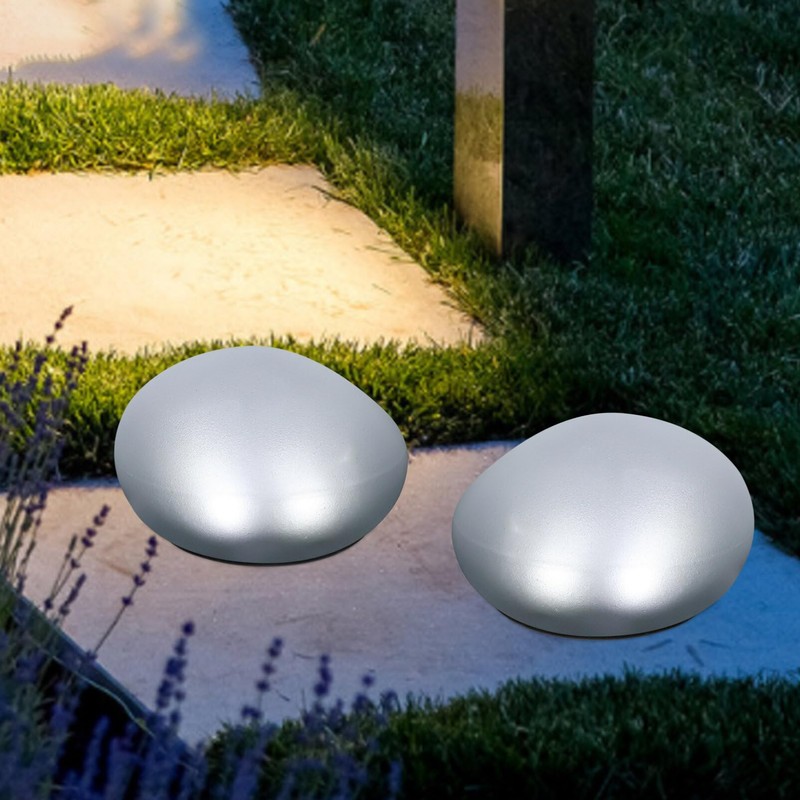SUPVOX Solar Garden Lights, Solar Path Paver Stones, Pebble Shape