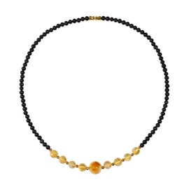 Jewever Beaded Crystal Necklaces Choker Necklace for Women Healing Crystals and Gemstone Necklaces Balance Meditation Jewellery Gifts (Citrine/Black Agate)