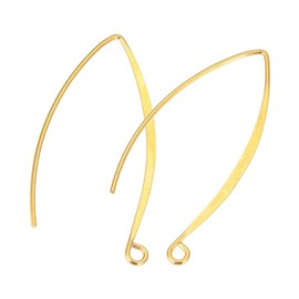 100pcs Hypoallergenic Long Ear Wire Earring Hooks 45mm Dangle Gold Plated Brass Earwire Connectors (wire ~0.7mm) CF249-G