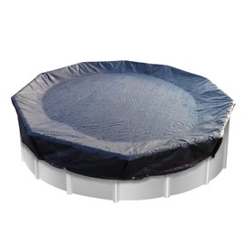 STARPYNG-Pool Cover,Above Ground Pool Solar Cover, Underground Pool Cover Protector with Drawstring Design, Easy to Install (Pool Size: 15FT, Cover Size: 18FT, Round, Navy/Black,Weave 7x7)