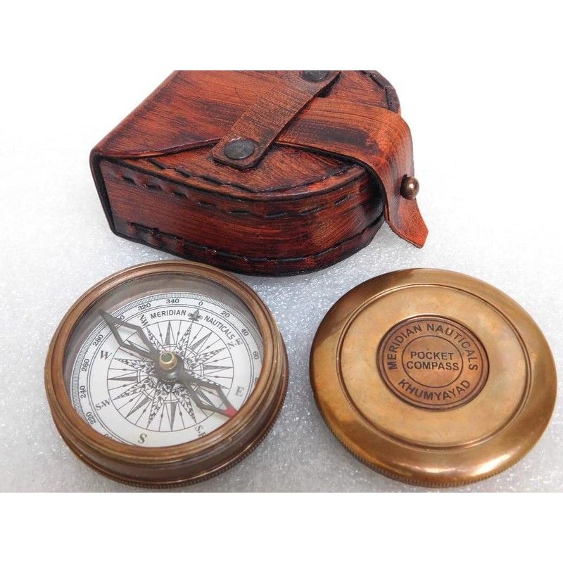 KHUMYAYAD Olid Brass Pocket Compass Navigation Compass Vintage Nautical Fully
