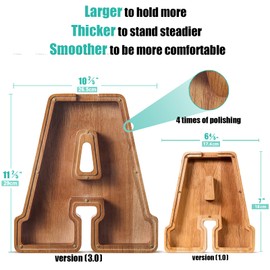 SummiDate Extra Large Wooden Piggy Bank| Piggy Bank for Boys Girls Toddler| Alphabet A Money Bank| Coin Bank Birthday Gift for Kids|Children's Day Gift(12"- Initial-A)