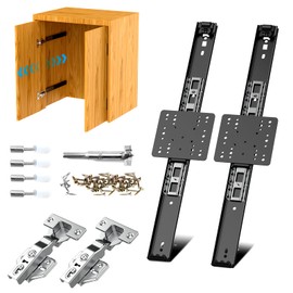 Sliding Hidden Door Track, Pocket Door Hardware, Smooth Gliding Pocket Door Slides with Hinges for Cabinet and Recessed Doors (16IN, Set, 1)