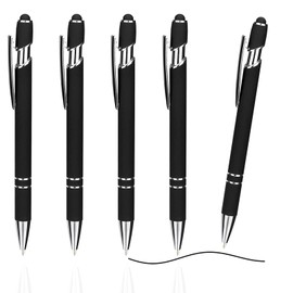 ENLACE Ballpoint Pen High-Quality Ergonomic Ballpoint Pen with Touch Pen, Pack of 5 Non-Slip Grip Zone, Black Ballpoint Pen, Ballpoint Pen Metal Ballpoint Pen Set for Office and Home