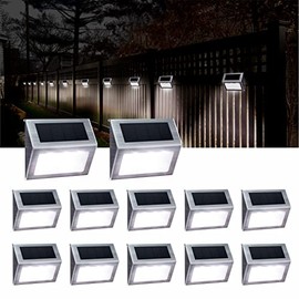 Solar Powered Lights for Deck Steps Stairs Fences Pathway Path, LED lamp, Outdoor Waterproof, White Light 12 Pack