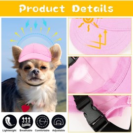 Dog Hat for Small Dogs, Pink Dog Baseball Cap Hat Stylish Sun Protection for Puppy Tiny Cowboy Hat Cat Outdoor Sport Dog Visor Caps Adjustable Pet Baseball Hat (Small)