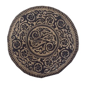 K_Caps Partywear koofi Men's Koofi Hand Embroidered Prayer Cap Pakistani Topi (Black-Golden, 61 cm)